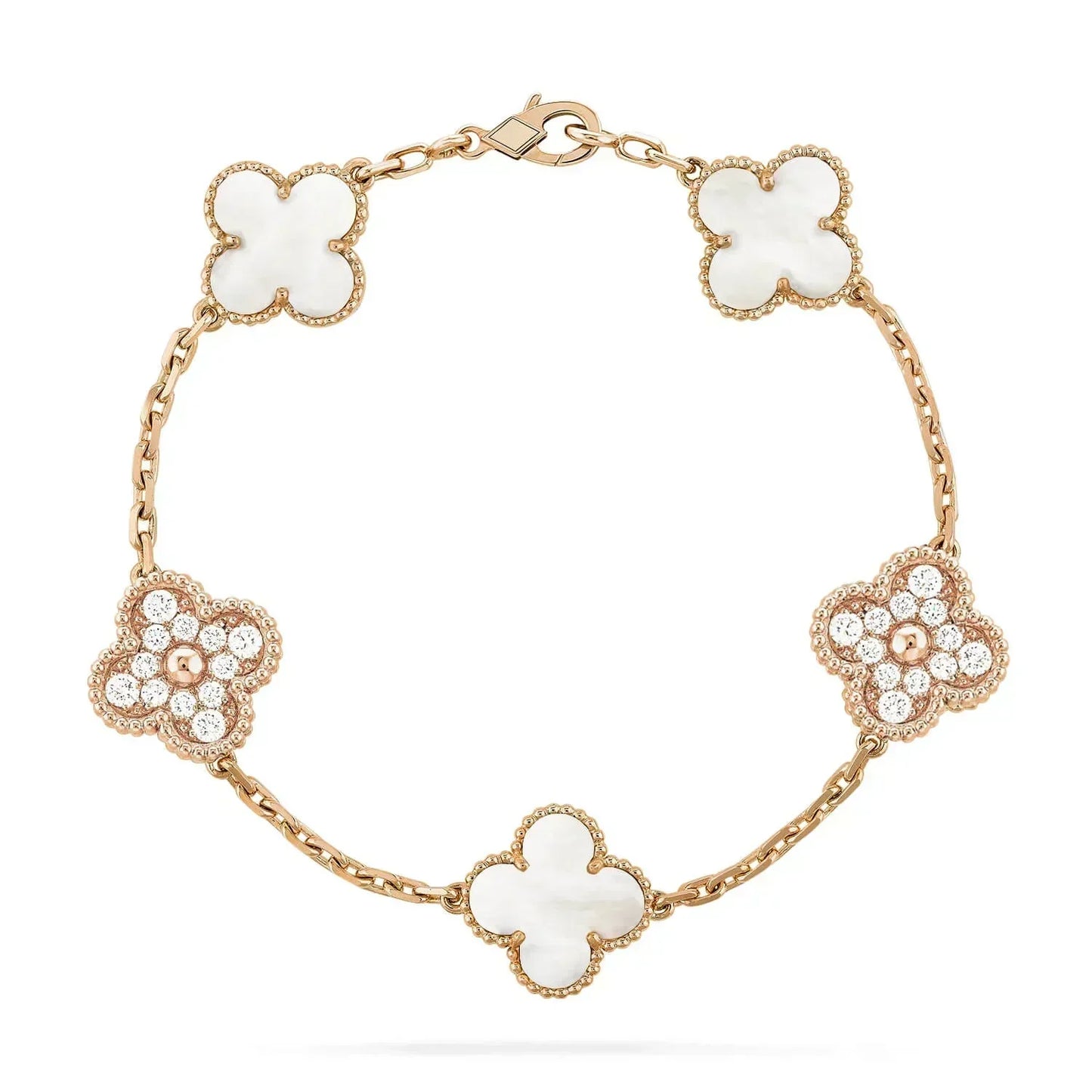 [ELAN LUXE]CLOVER BRACELET 5 MOTIF WHITE MOP DIAMOND