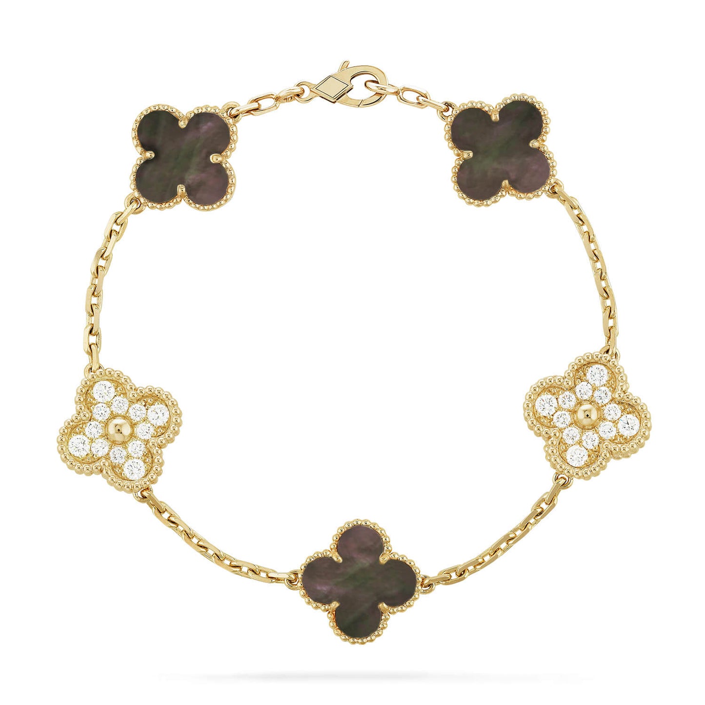 [ELAN LUXE]CLOVER 5 MOTIF GRAY MOP DIAMOND BRACELET