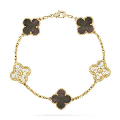 [ELAN LUXE]CLOVER 5 MOTIF GRAY MOP DIAMOND BRACELET