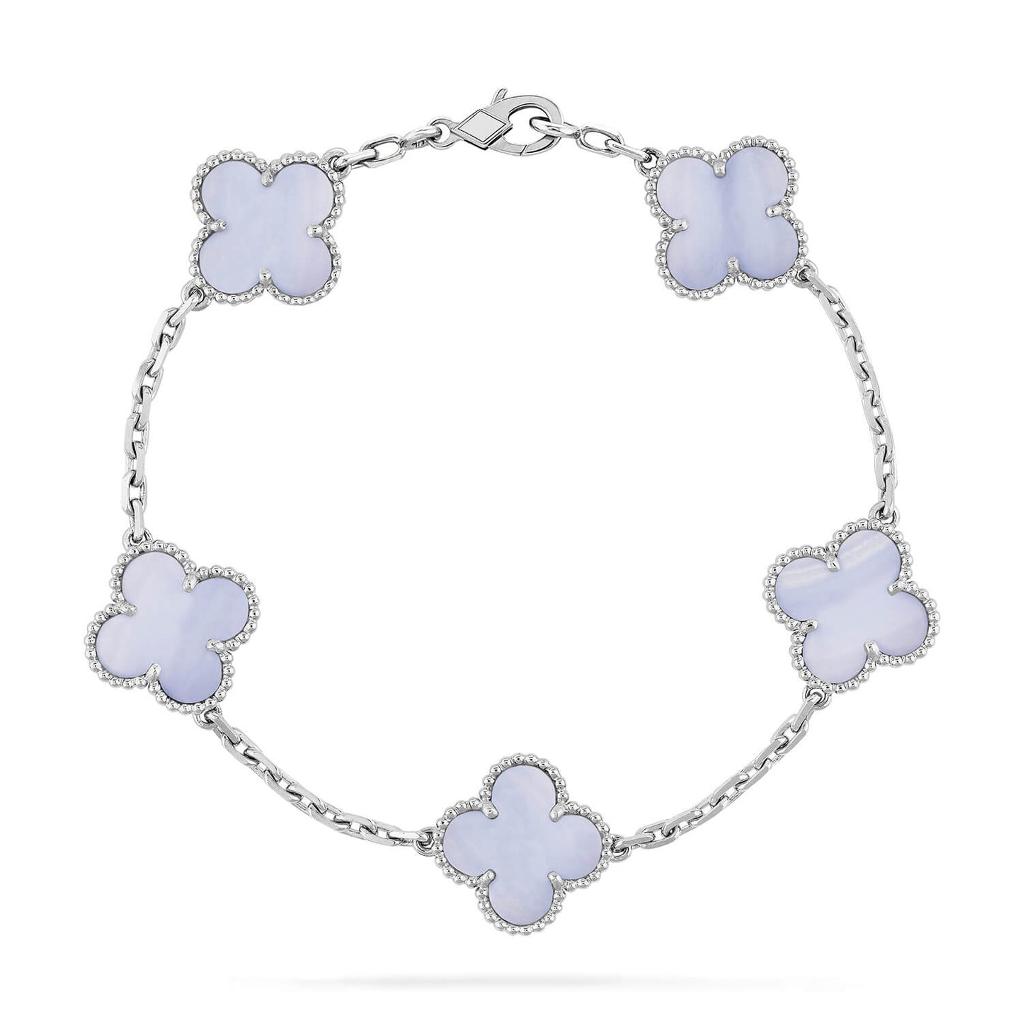 [ELAN LUXE]CLOVER  5 MOTIF PURPLE CHALCEDONY BRACELET SILVER
