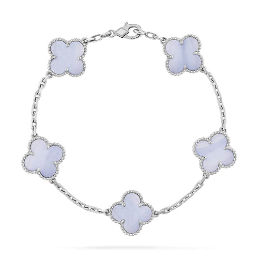 [ELAN LUXE]CLOVER  5 MOTIF PURPLE CHALCEDONY BRACELET SILVER