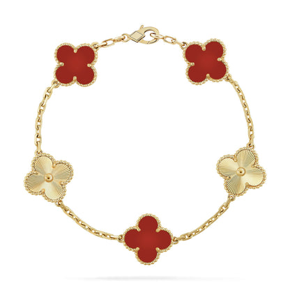 [ELAN LUXE]CLOVER  5 MOTIFS CARNELIAN GOLD BRACELET