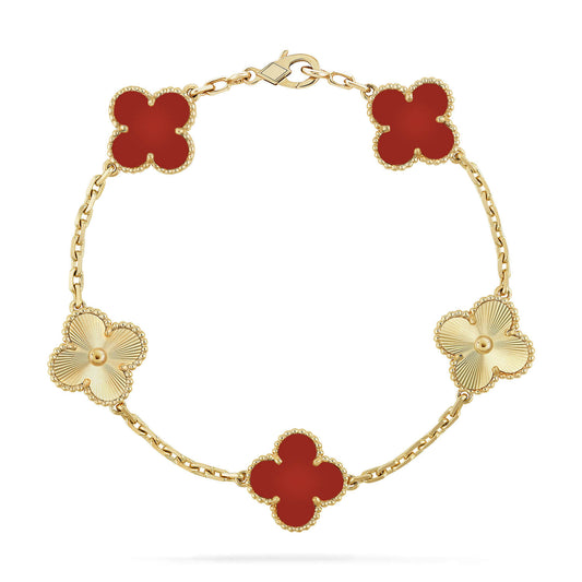 [ELAN LUXE]CLOVER  5 MOTIFS CARNELIAN GOLD BRACELET