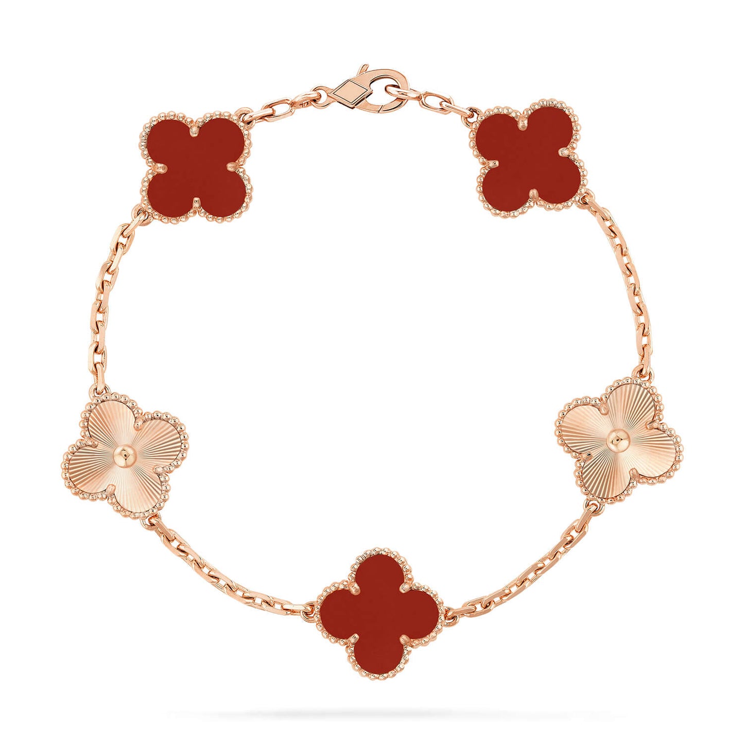 [ELAN LUXE]CLOVER  5 MOTIFS CARNELIAN GOLD BRACELET