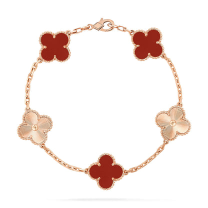 [ELAN LUXE]CLOVER  5 MOTIFS CARNELIAN GOLD BRACELET
