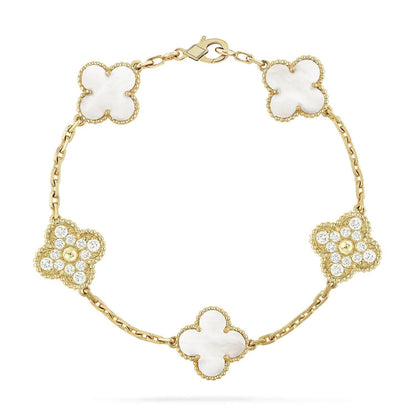 [ELAN LUXE]CLOVER BRACELET 5 MOTIF WHITE MOP DIAMOND