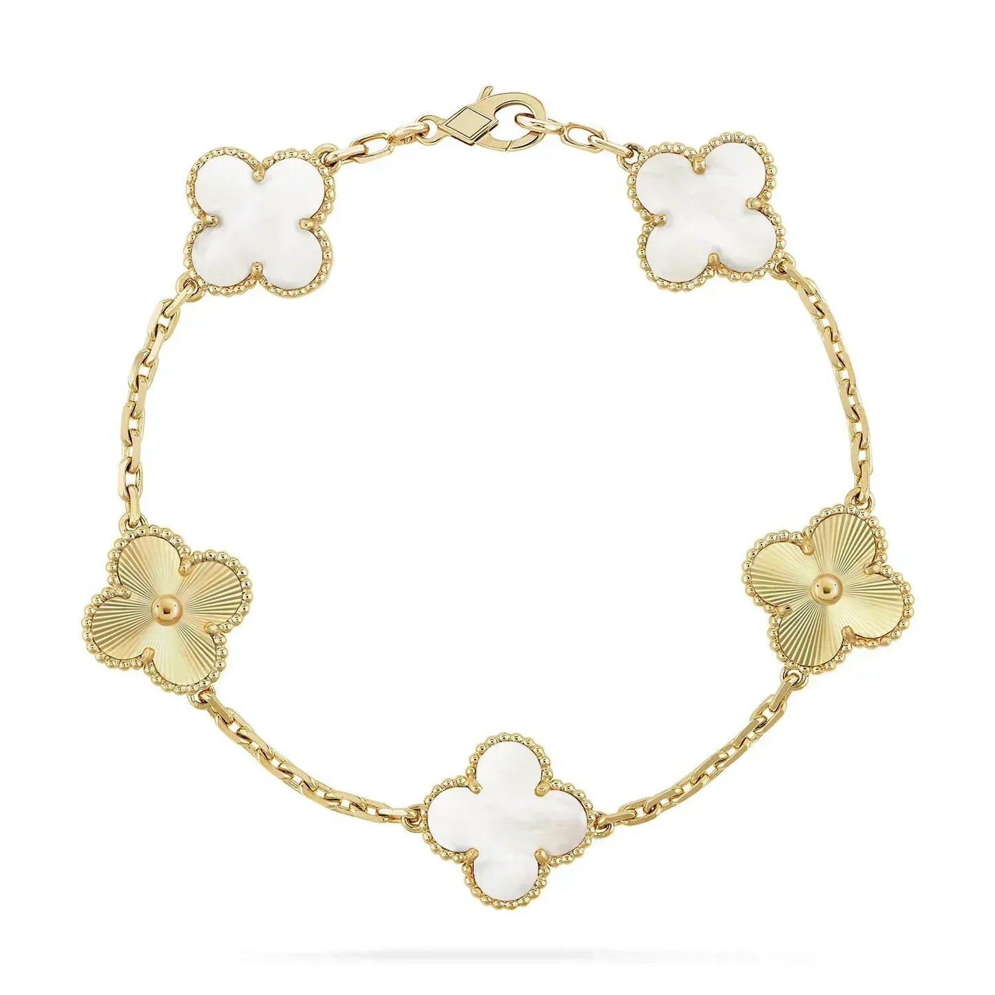 [ELAN LUXE]CLOVER BRACELET 5 MOTIF WHITE MOP PINK GOLD