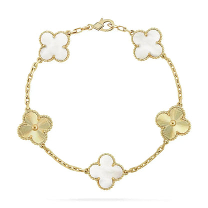 [ELAN LUXE]CLOVER BRACELET 5 MOTIF WHITE MOP PINK GOLD
