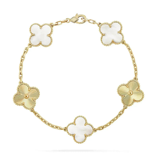 [ELAN LUXE]CLOVER BRACELET 5 MOTIF WHITE MOP PINK GOLD