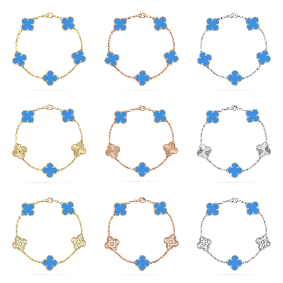 [ELAN LUXE] CLOVER 5 MOTIF BLUE AGATE BRACELET COLLECTION