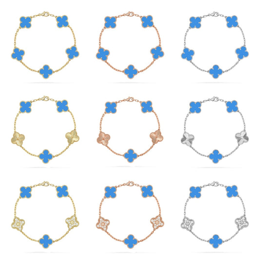 [ELAN LUXE] CLOVER 5 MOTIF BLUE AGATE BRACELET COLLECTION