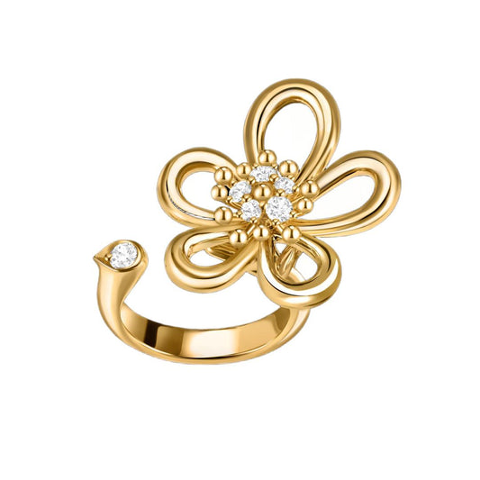 [ELAN LUXE]  FLOWERLACE OPEN RING 5 DIAMONDS