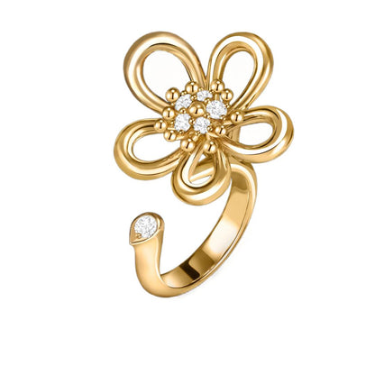 [ELAN LUXE]  FLOWERLACE OPEN RING 5 DIAMONDS