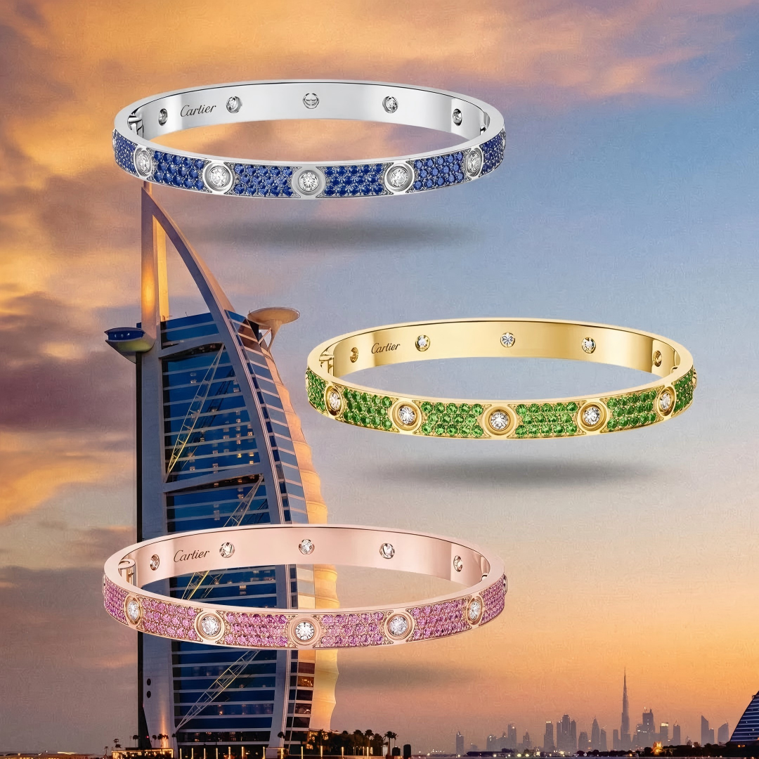 [ELAN LUXE]2026 PAVE GEMSTONE LOVE BRACELET 6.1MM 10 DIAMONDS