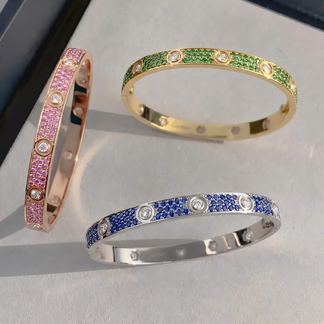 [ELAN LUXE]2026 PAVE GEMSTONE LOVE BRACELET 6.1MM 10 DIAMONDS