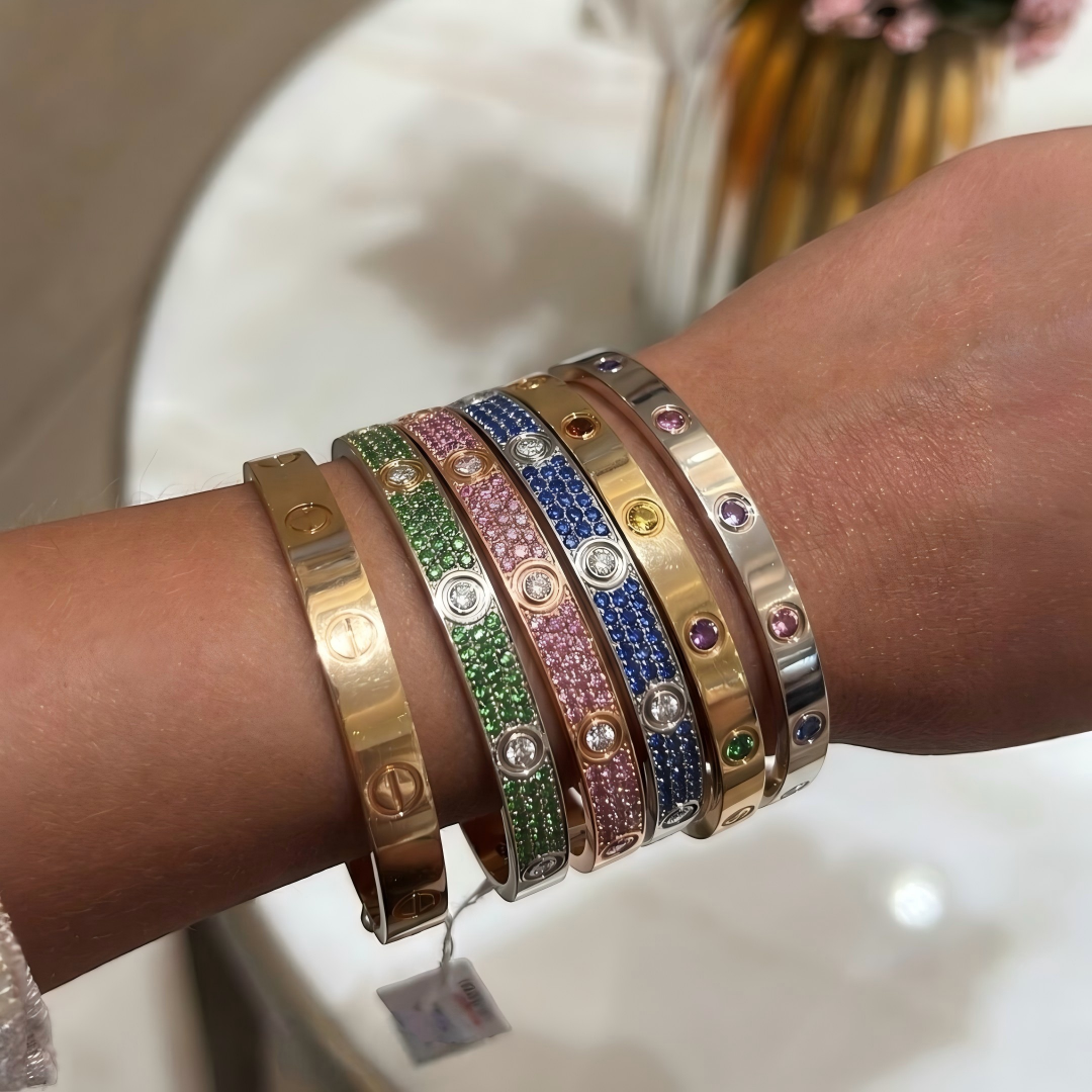 [ELAN LUXE]2026 PAVE GEMSTONE LOVE BRACELET 6.1MM 10 DIAMONDS