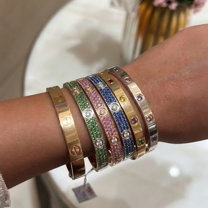 [ELAN LUXE]2026 PAVE GEMSTONE LOVE BRACELET 6.1MM 10 DIAMONDS