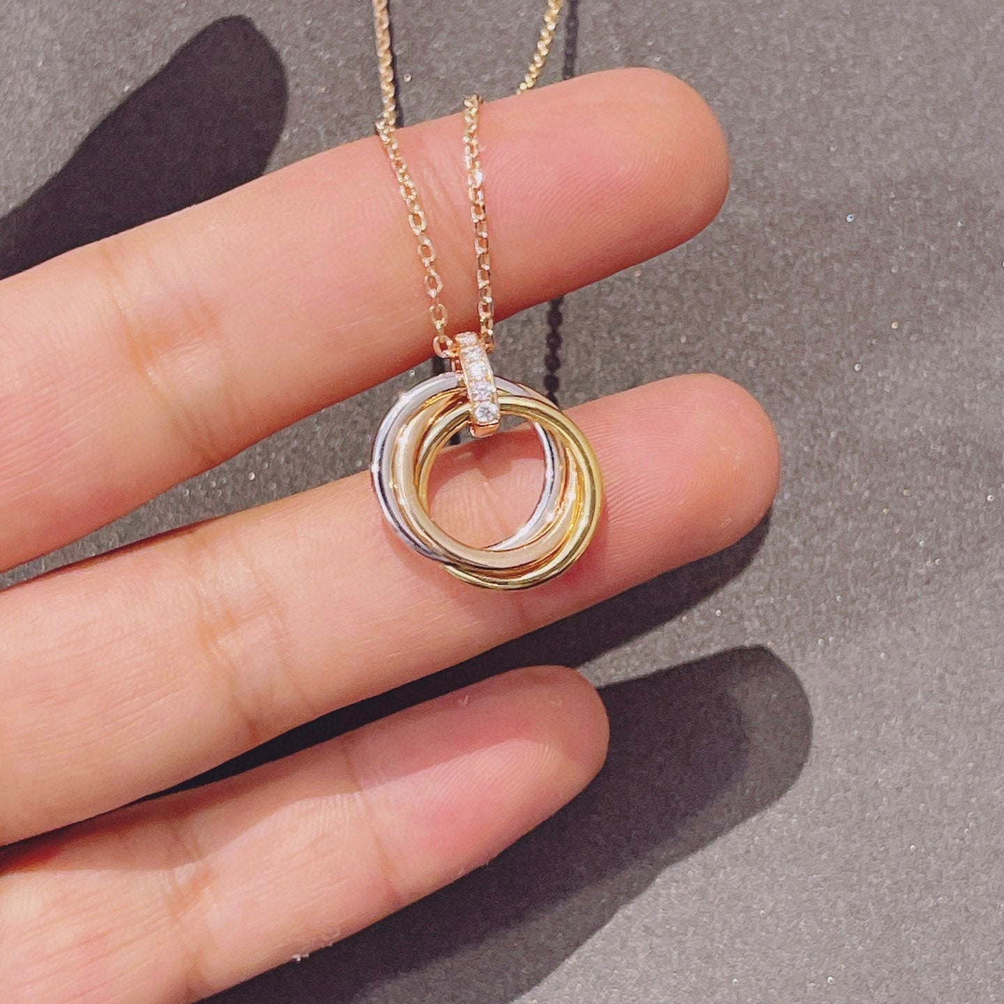 [ELAN LUXE]TRINITY NECKLACE GOLD  DIAMONDS