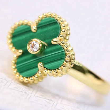 [ELAN LUXE]CLOVER MALACHITE RING GOLD DIAMOND