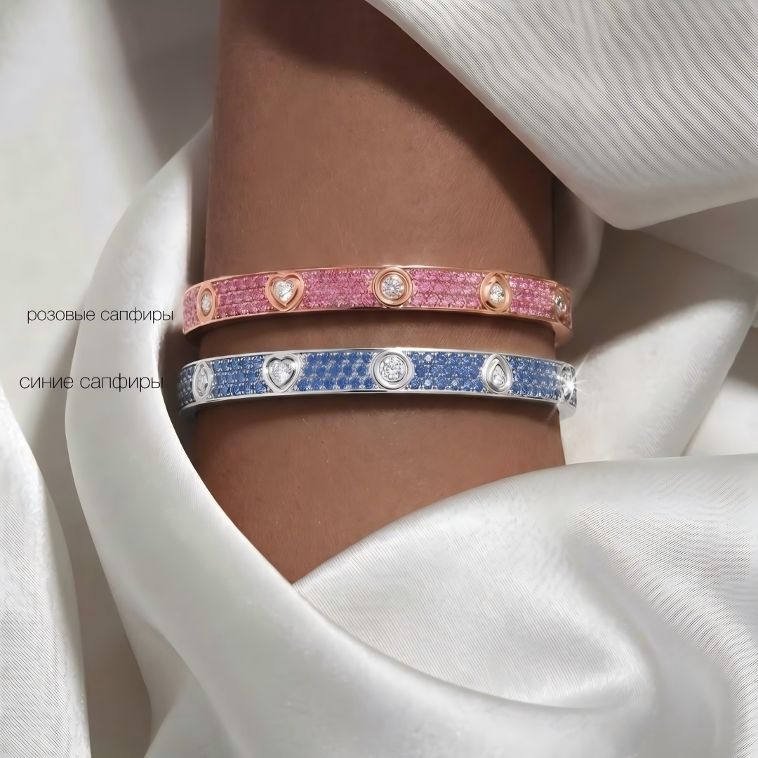 [ELAN LUXE]2026 PAVE GEMSTONE LOVE BRACELET 6.1MM 10 DIAMONDS