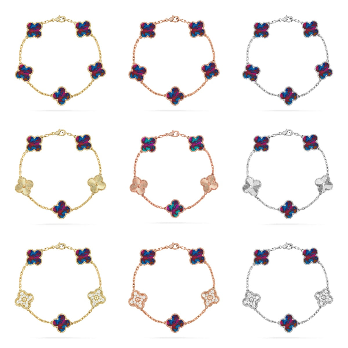[ELAN LUXE]CLOVER 5 MOTIF COLOR GEMSTONES BRACELET COLLECTION