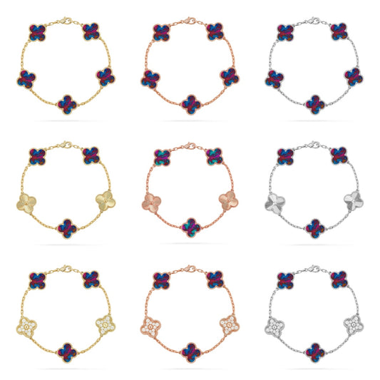 [ELAN LUXE]CLOVER 5 MOTIF COLOR GEMSTONES BRACELET COLLECTION