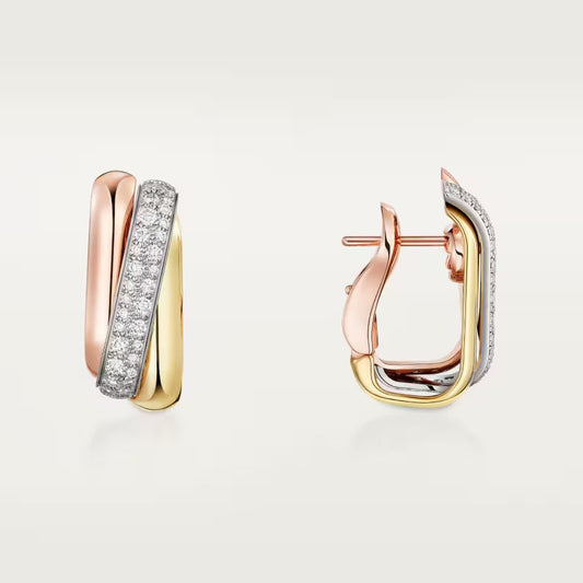 [ELAN LUXE]TRINITY HALF DIAMOND  CUSHION EARRINGS