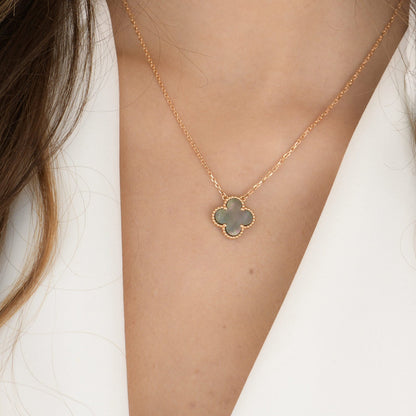 [ELAN LUXE]CLOVER 15MM  GRAY MOTHER OF PEARL NECKLACE