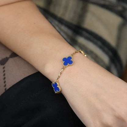 [ELAN LUXE] CLOVER 5 MOTIF BLUE AGATE BRACELET COLLECTION