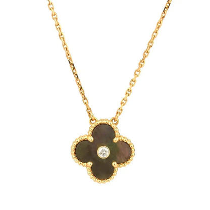 [ELAN LUXE]CLOVER 15MM DIAMOND AND MOTHER-OF-GREY NECKLACE