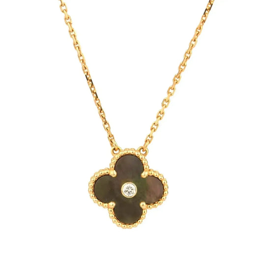[ELAN LUXE]CLOVER 15MM DIAMOND AND MOTHER-OF-GREY NECKLACE