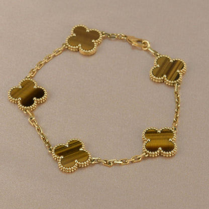 [ELAN LUXE]CLOVER  5 MOTIFS TIGER EYE BRACELET