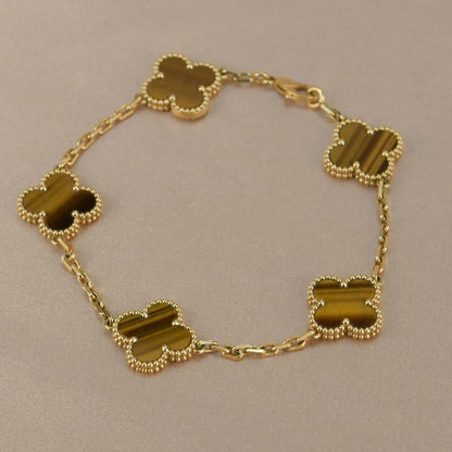 [ELAN LUXE] CLOVER 5 MOTIFS TIGER EYE BRACELET COLLECTION