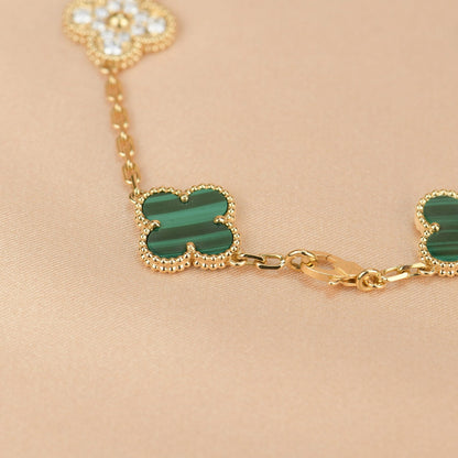 [ELAN LUXE]CLOVER  5 MOTIF MALACHITE DIAMOND BRACELET