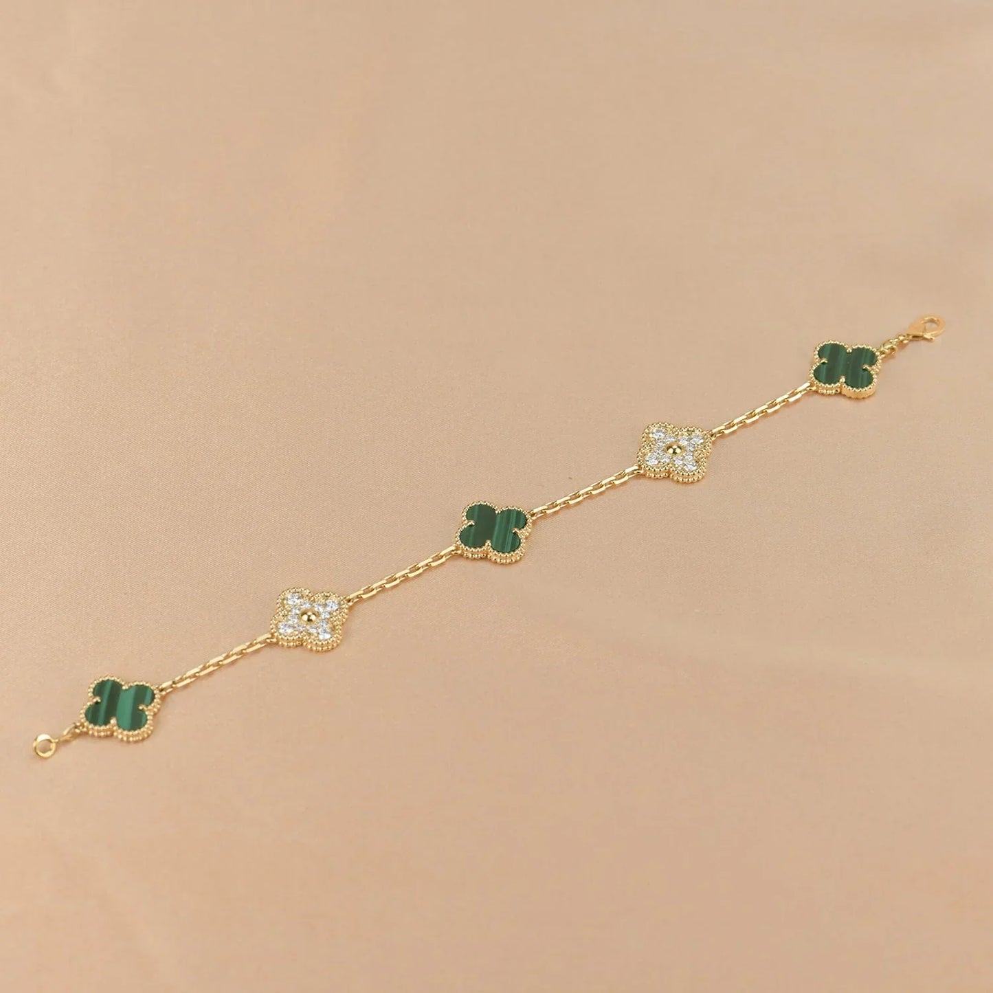 [ELAN LUXE] CLOVER 5 MOTIF MALACHITE BRACELET COLLECTION