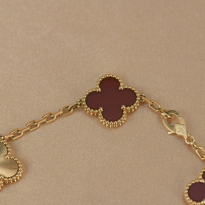 [ELAN LUXE]CLOVER  5 MOTIFS CARNELIAN GOLD BRACELET