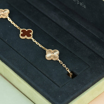 [ELAN LUXE]CLOVER  5 MOTIFS CARNELIAN GOLD BRACELET