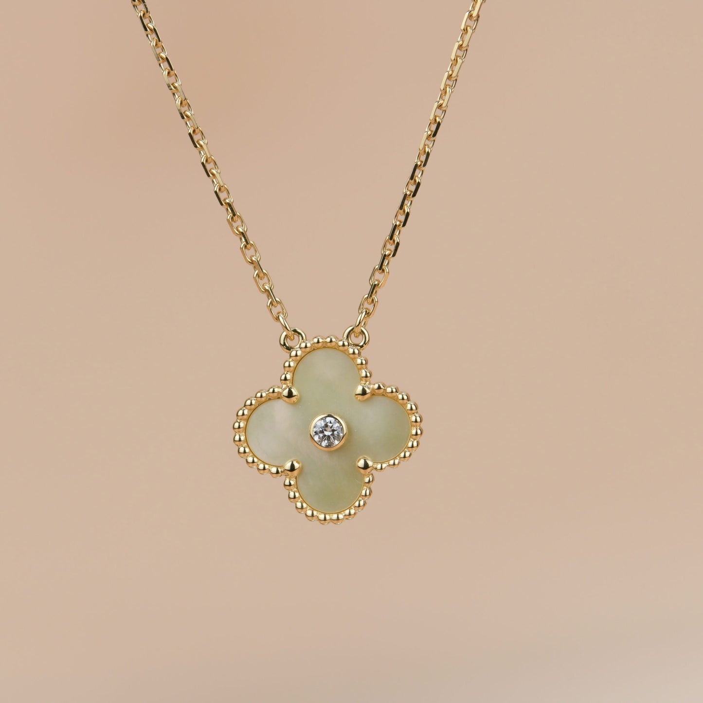 [ELAN LUXE]CLOVER 15MM DIAMOND GOLD MOTHER OF PEARL NECKLACE