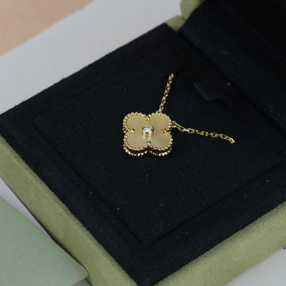 [ELAN LUXE]CLOVER 15MM DIAMOND GOLD MOTHER OF PEARL NECKLACE