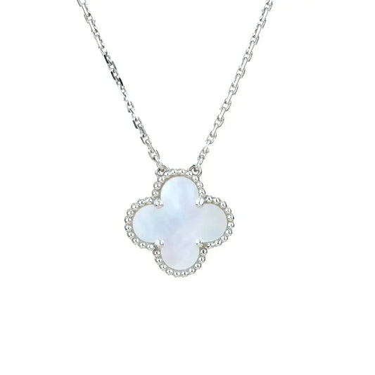 [ELAN LUXE]CLOVER  15MM WHITE MOTHER-OF-PEARL SILVER