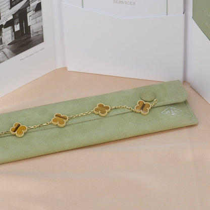 [ELAN LUXE]CLOVER  5 MOTIFS TIGER EYE BRACELET
