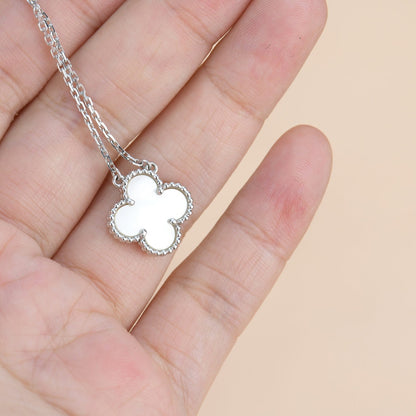 [ELAN LUXE]CLOVER  15MM WHITE MOTHER-OF-PEARL SILVER