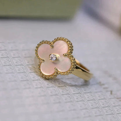 [ELAN LUXE]CLOVER PINK MOP RING GOLD DIAMOND