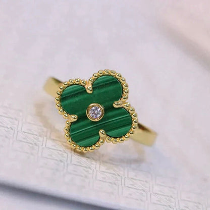 [ELAN LUXE]CLOVER MALACHITE RING GOLD DIAMOND