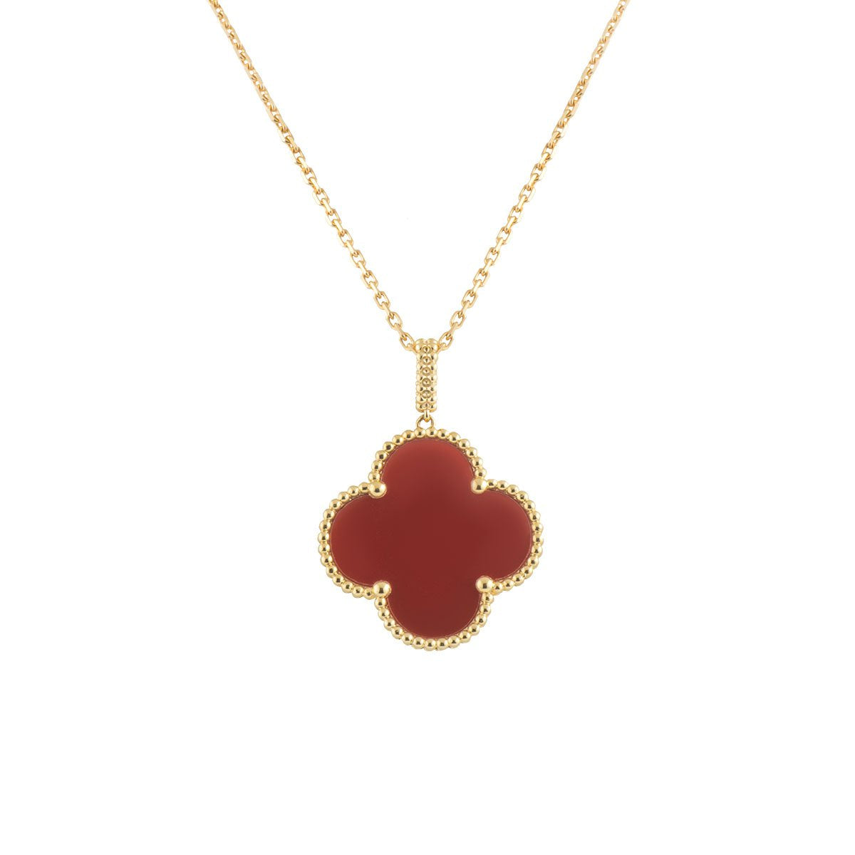 [ELAN LUXE]CLOVER 25MM NECKLACE GOLD CARNELIAN