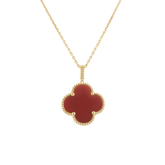 [ELAN LUXE]CLOVER 25MM NECKLACE GOLD CARNELIAN