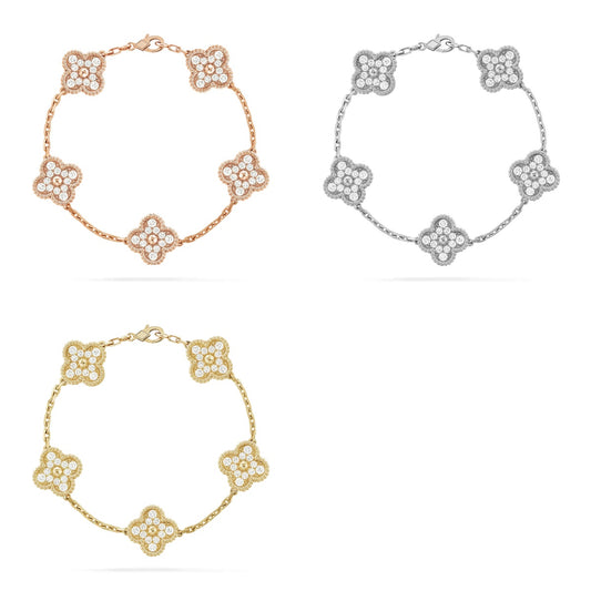 [ELAN LUXE] CLOVER 5 MOTIF FULL DIAMOND BRACELET COLLECTION