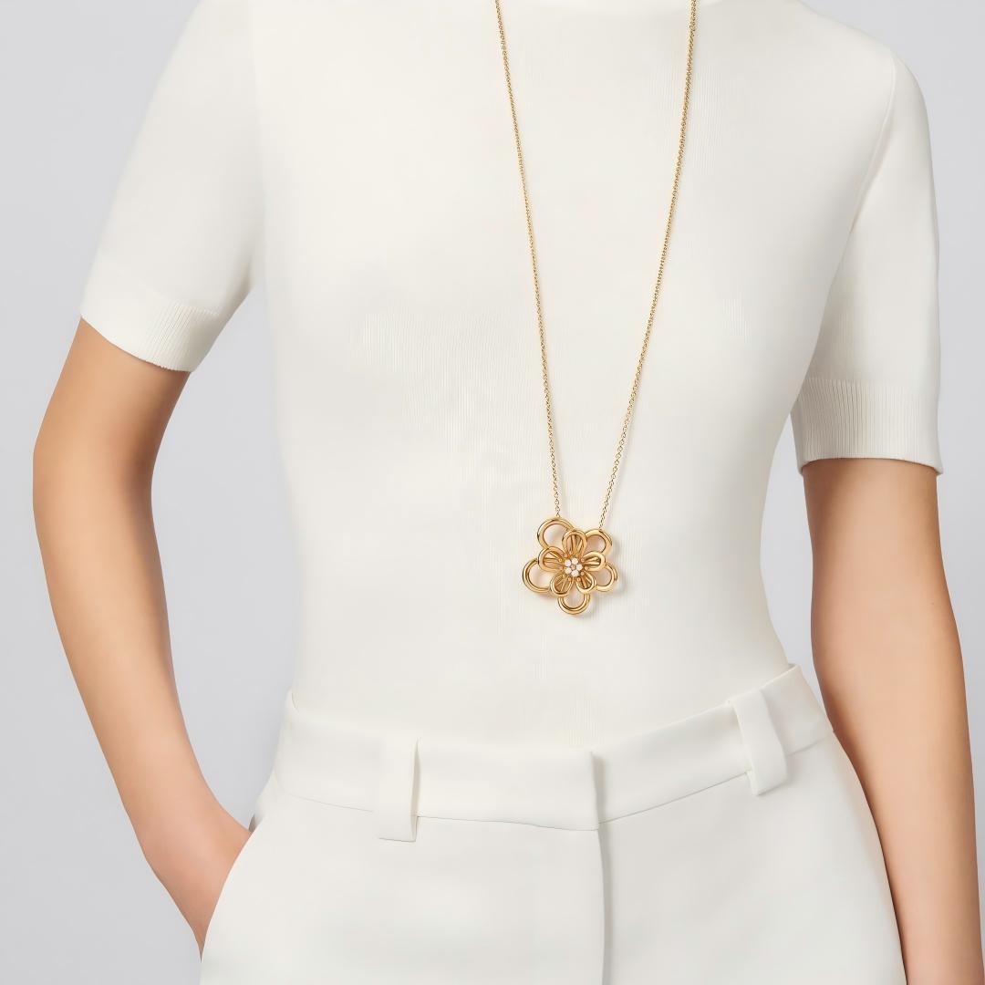[ELAN LUXE]FLOWERLACE NECKLACE 5 DIAMONDS