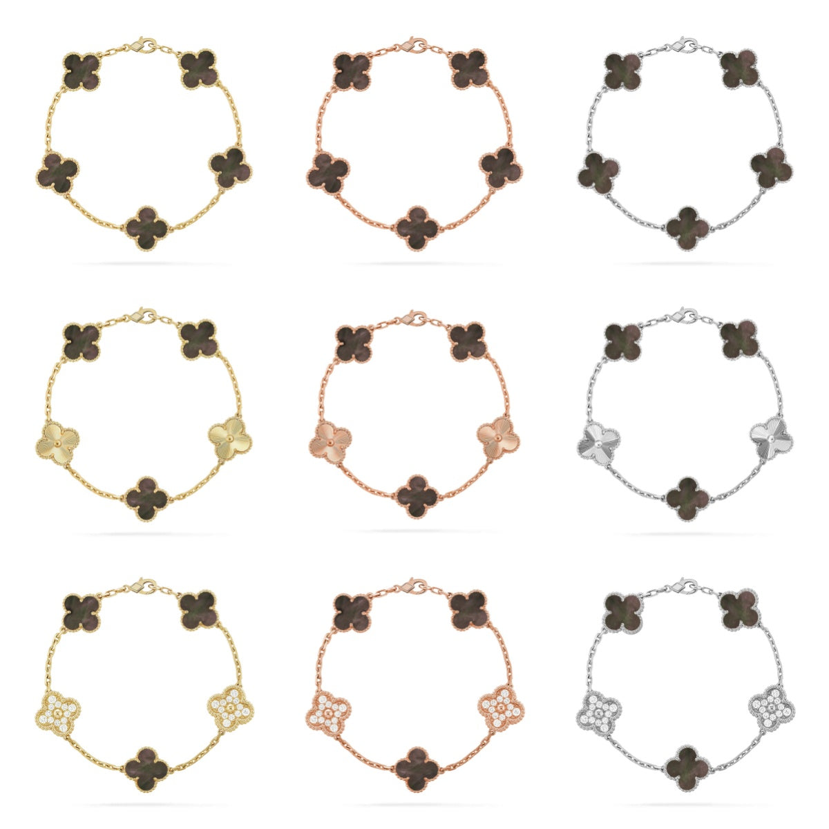 [ELAN LUXE] CLOVER 5 MOTIF GRAY MOP BRACELET COLLECTION
