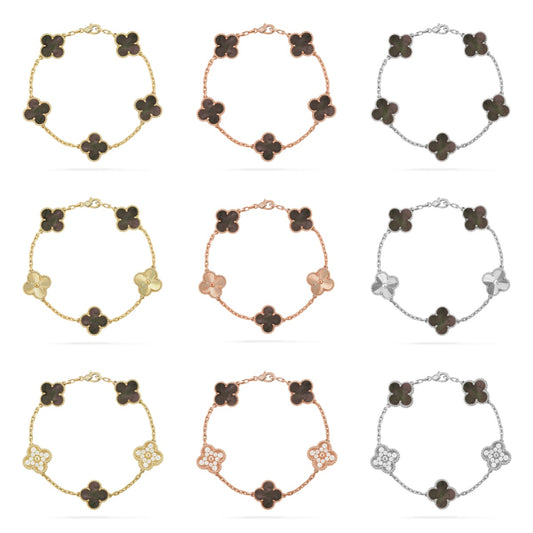 [ELAN LUXE] CLOVER 5 MOTIF GRAY MOP BRACELET COLLECTION